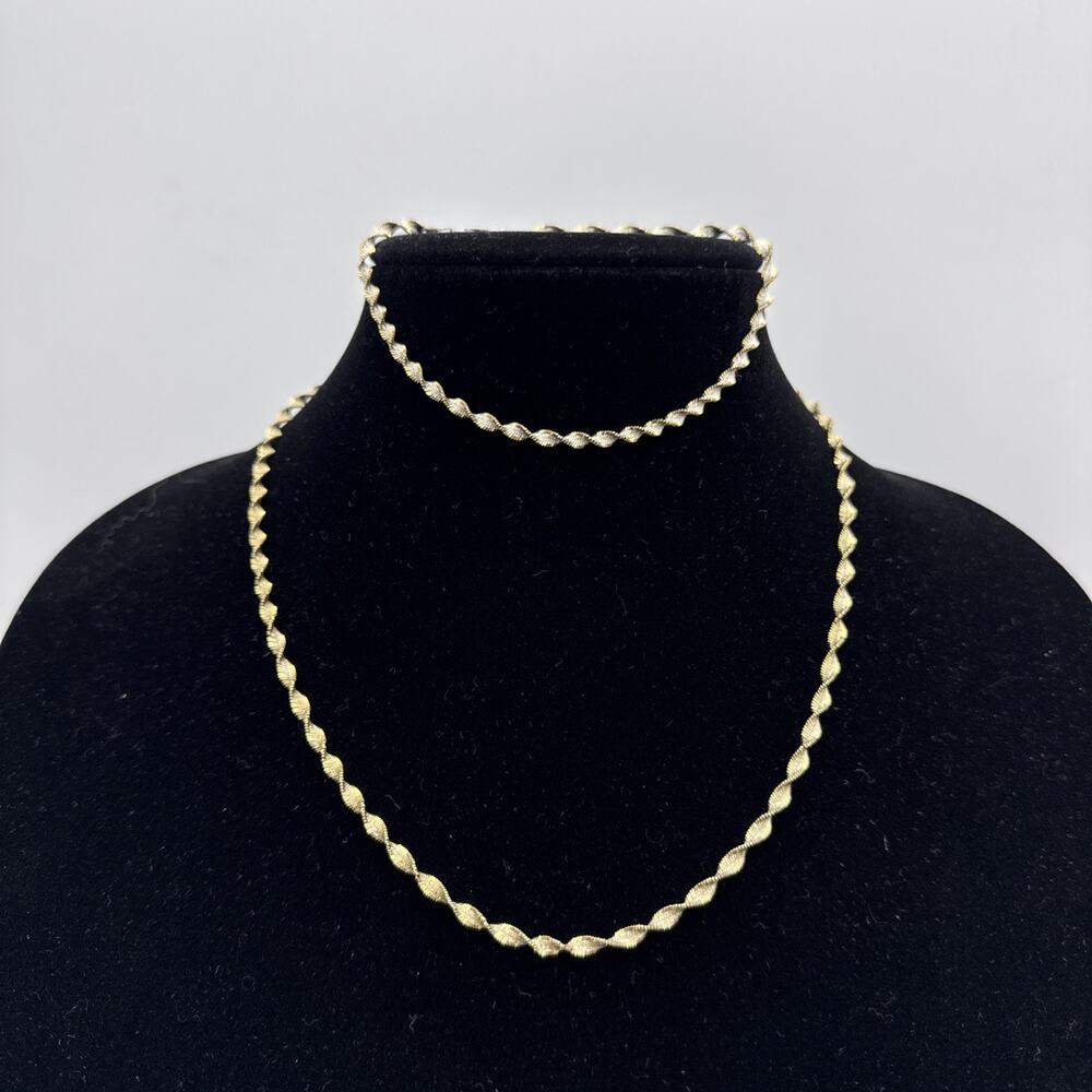 Silver 925 Twisted Herringbone Style Chain/Necklace 19” & Anklet 12 Grams Total